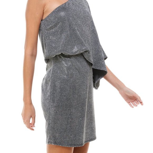 TCEC | NWOT | Metallic Glitter One Shoulder Dress | S, M, L | Black | CD01940 - Picture 4 of 5
